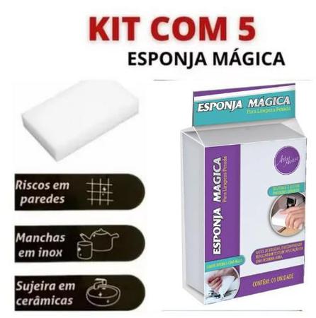 Imagem de Kit esponja mágica 5 uni remove manchas riscos ferrugem sujeiras