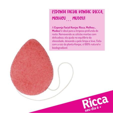 Imagem de Kit Esponja Polvo + Esponja Facial Konjac Limpeza e Esfoliação Leve Ricca