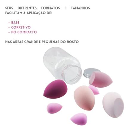 Kit Esponjas P/ Maquiagem Modelos Tamanhos Diversos Com Pote - C3b Imagem de Kit Esponjas P/ Maquiagem Modelos Tamanhos Diversos Com Pote