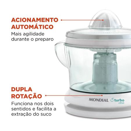 Imagem de Kit Espremedor de frutas Power Turbo Citrus E-01 + Mixer elétrico M-15-W - Mondial