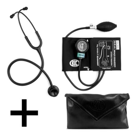Kit Estetoscópio Adulto e Infantil Bic + Esfigmomanometro Aparelho De Medir Pressão Arterial Imagem de Kit Estetoscópio Adulto e Infantil Bic + Esfigmomanometro Aparelho De Medir Pressão Arterial