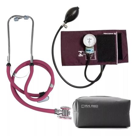 Kit Estetoscopio Duplo + Aparelho De Medir Pressão Arterial Esfigmomanometro + Estojo - P. A. MED Imagem de Kit Estetoscopio Duplo + Aparelho De Medir Pressão Arterial Esfigmomanometro + Estojo
