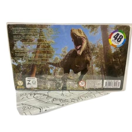 Imagem de Kit estojo Infantil para desenhos Canetinhas e Lápis 48 Peças Dinossauros