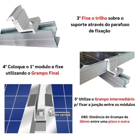 Imagem de Kit Estrutura Suporte Linha C 02 Placas Solar Viga Metálica