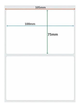 Imagem de Kit etiqueta adesiva couchê impressora térmica 100x75mm 10un