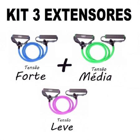 Imagem de Kit Extensores Elastico Tensao Forte + Media + Leve Liveup  Liveup Sports 