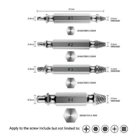 Imagem de Kit Extrator Parafusos 4Pçs