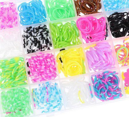 Imagem de Kit Fabrica Maleta 3000 Elásticos Pulseira tornozeleira penteado mala acessórios Loom Bands