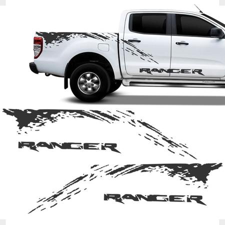 Imagem de Kit Faixa Nova Ford Ranger 2013/2019 Adesivo Lateral Grafite