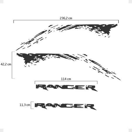 Imagem de Kit Faixa Nova Ford Ranger 2013/2019 Adesivo Lateral Grafite