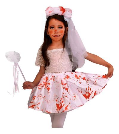 Kit Fantasia Halloween Infantil Noivinha Cadáver
