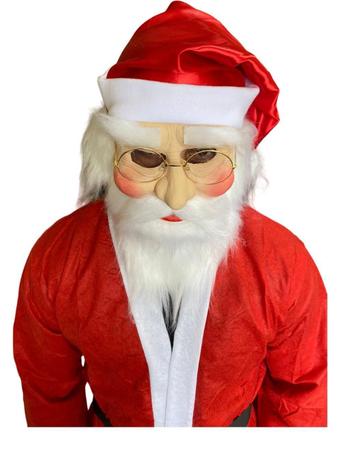 Imagem de Kit Fantasia Papai Noel Com Roupa +Máscara Em Látex+ Óculos