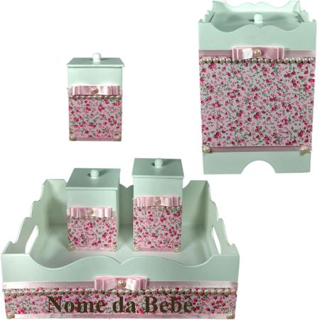 Kit farmacinha de bebê Mdf menina - Jardim Branco Florido Pérolas - Flores para Mariae Decor Imagem de Kit farmacinha de bebê Mdf menina - Jardim Branco Florido Pérolas