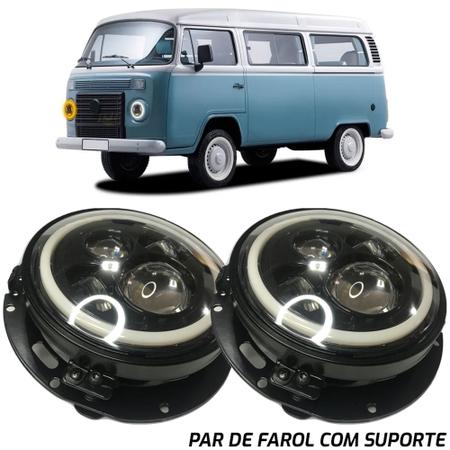 Imagem de Kit Farol Angel Eyes 7'' com Suporte Kombi  Cliper Carat