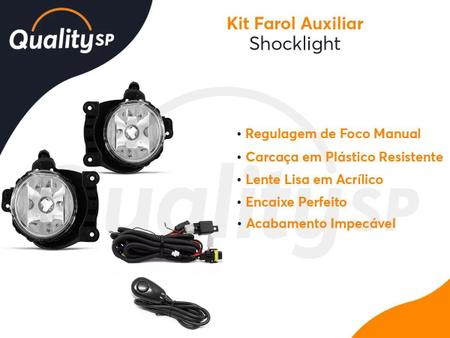 Imagem de Kit farol auxiliar de milha shocklight modelo cobalt, onix, spin, sonic, novo prisma 2013 botão mod