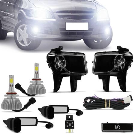 Imagem de Kit Farol Milha Celta Prisma 2012 2013 + Par Lâmpadas Super LED Headlight HB4 6000K