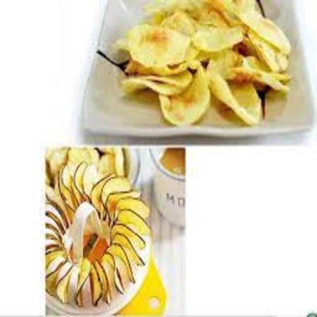 Imagem de Kit fatiador e forma fritar batata chips microondas assa sem oleo cenoura maca cortador com molheira