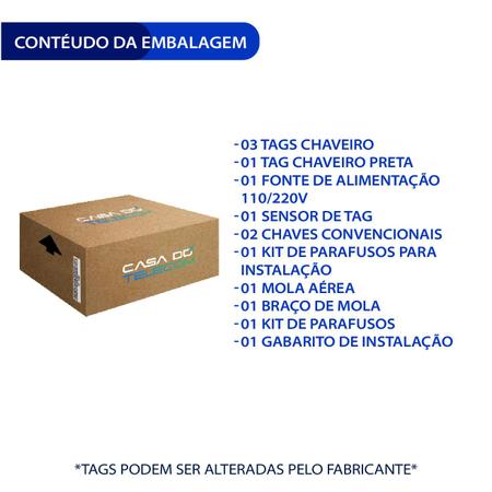 Imagem de Kit fechadura  agl ultra card preta -  ch.simpt + mola + botoeira