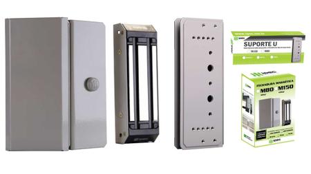 Imagem de Kit Fechadura Magnética Eletroima para Portas de Vidro Deslizantes e Pivotantes