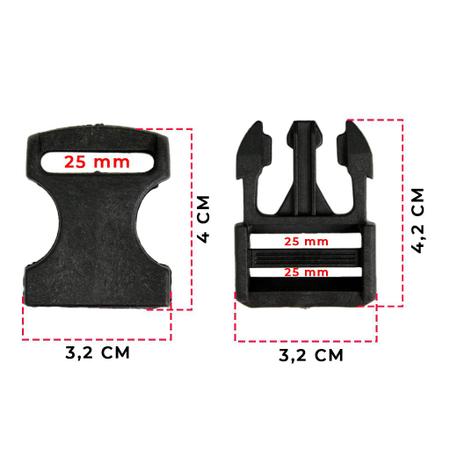 Kit Fecho Engate Com Reguladores de Alça 25mm 150 Peças - RU Imagem de Kit Fecho Engate Com Reguladores de Alça 25mm 150 Peças