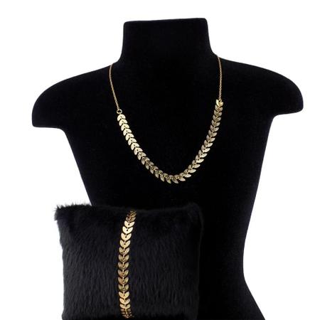 Imagem de Kit feminino colar choker pulseira escama folha envio 24h