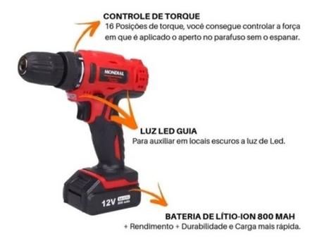 Imagem de Kit Ferramenta Furadeira Bateria + Serra Tico Tico Mondial 110v