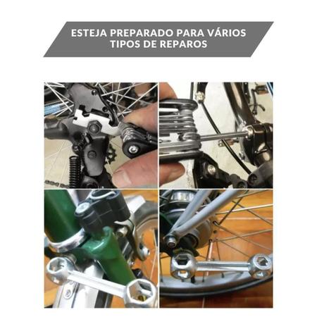 Imagem de Kit Ferramentas Bicicleta Chaves Bomba De Ar Remendo Pneu