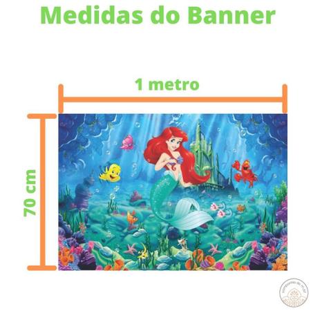 Imagem de Kit Festa A Pequena Sereia Com displays De Mesa e Painel poli banner