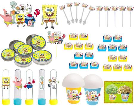 Imagem de Kit festa Bob Esponja 99 peças (10 pessoas)