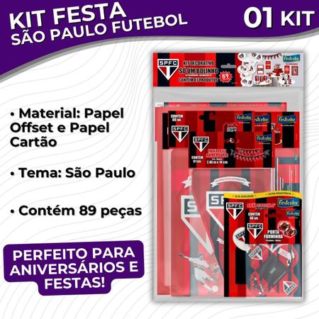 Imagem de Kit Festa de Aniversário Decorativa Só Um Bolinho Time São Paulo - 89 peças - Festcolor