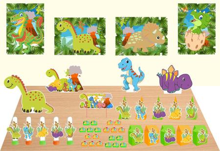 Festa personalizada infantil dinossauros desenhos e ilustração