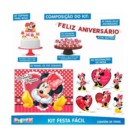 Topo de Bolo Minnie Vermelha Para Festa de Aniversário Infantil - Piffer -  Topo de Bolo - Magazine Luiza