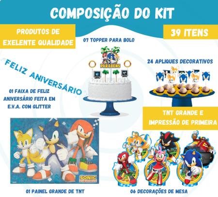 Kit Festa Fácil Sonic Aniversário Criança Infantil - Piffer - Kit Decoração  de Festa - Magazine Luiza