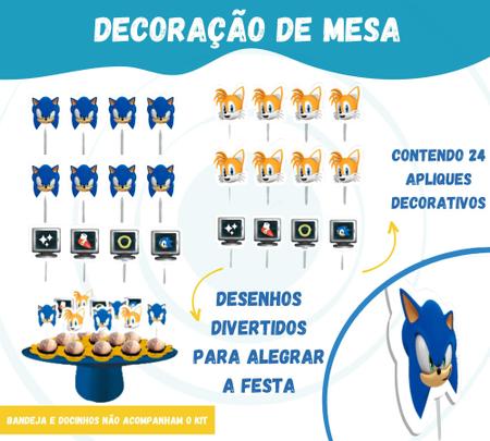 Kit Festa Fácil Sonic Aniversário Criança Infantil - Piffer - Kit Decoração  de Festa - Magazine Luiza