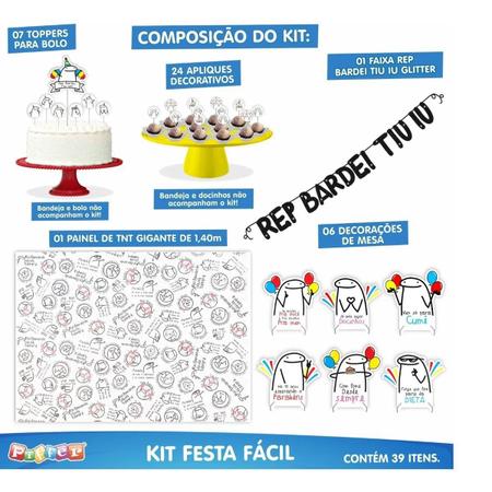 Kit Festa Fácil Flork Meme Aniversário Criança Infantil - Piffer