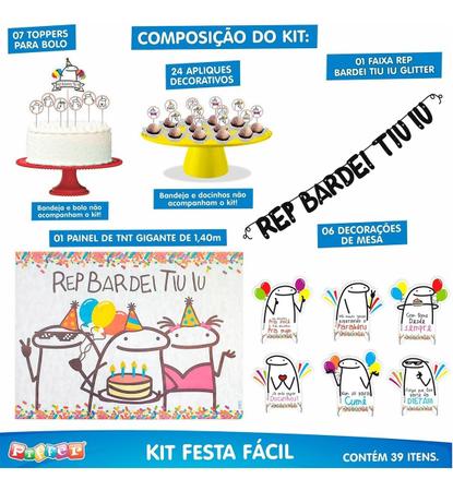 KIT ENFEITES DE MESA FESTA MEME BENTO FLORK - 6 UNIDADES - PIFFER