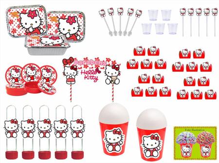 Imagem de Kit Festa Hello Kitty vermelho 283 peças (30 pessoas) marmita vso