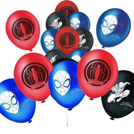 Imagem de Kit festa Homem Aranha Decora Toalha Azul +25 balões +Painel
