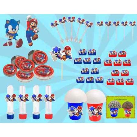 Imagem de Kit Festa Infantil Sonic X Mario 143 Peças (20 pessoas)