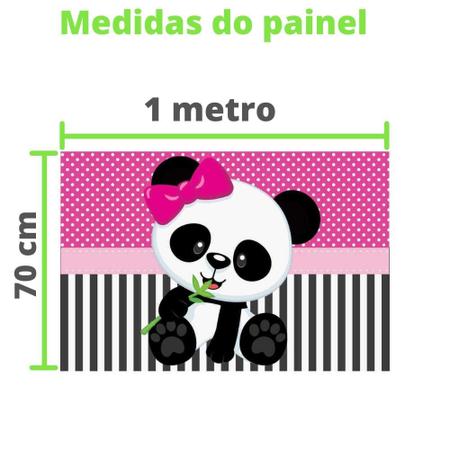 Imagem de Kit festa Panda Rosa com displays de mesa e painel decorativo