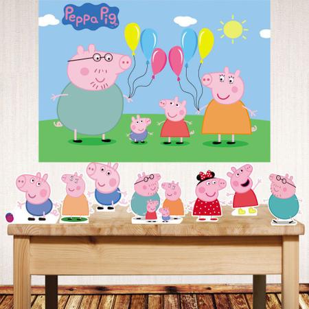 Imagem de Kit Festa Peppa Pig com  Displays de mesa e painel poli banner