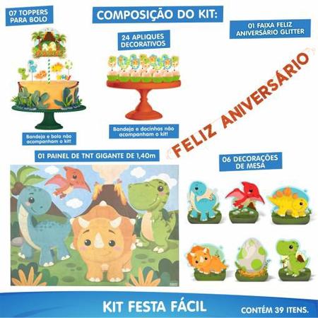 Imagem de Kit Festa Pronta Decoração Dino Baby Dinossauro - 39 unid