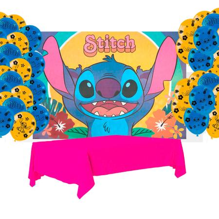 Kit festa Stitch Decoração Toalha Rosa +25 balões +Painel - PIFFER - Kit  Decoração de Festa - Magazine Luiza