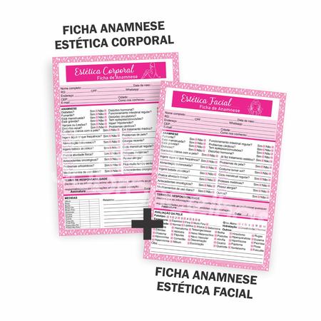 Imagem de Kit Ficha De Anamnese Estética Corporal e Facial 400 Folhas