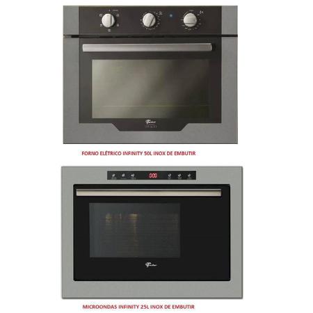 Imagem de Kit Fischer Infinity Forno Elétrico 50L + Micro-ondas 25L De Embutir Inox - 127v