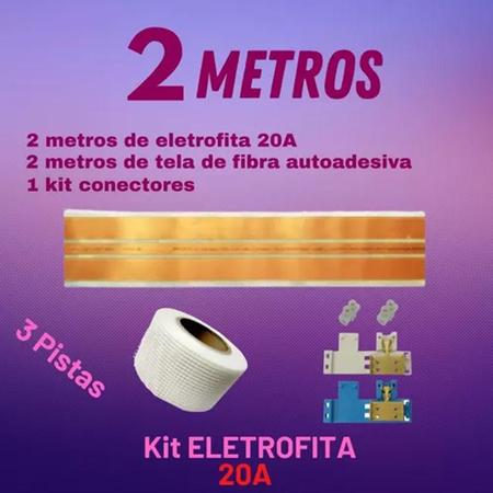 Imagem de Kit Fita eletrica 20a 3 Pistas 2 metro + Conector eletrofita