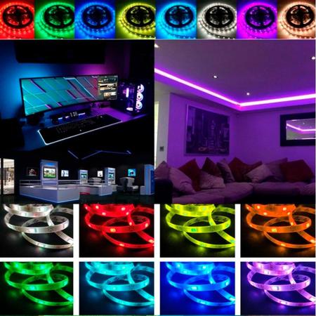 Imagem de Kit Fita Led Decorativa RGB 5050 Com 15m Prova D'Água Bivolt