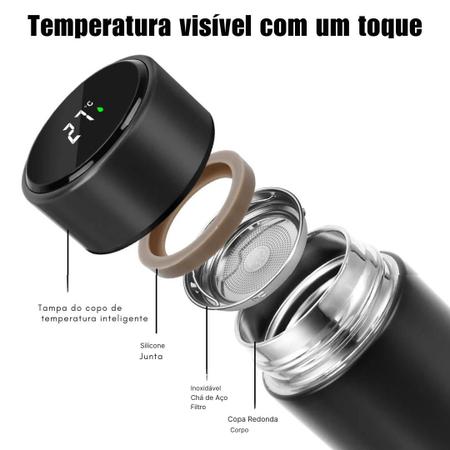 Imagem de Kit Fitness Garrafa térmica 500ml inox sensor Led +  Smartwatch M8 + Fone Bluetooth 