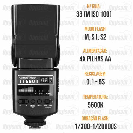 Imagem de Kit Flash Godox TT560II com Rádio Flash para Canon Nikon Sony + 2 Sombrinhas