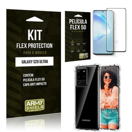 Imagem de Kit Flex Protection Galaxy S20 Ultra Capa Anti Impacto + Película Flex 5D - Armyshield